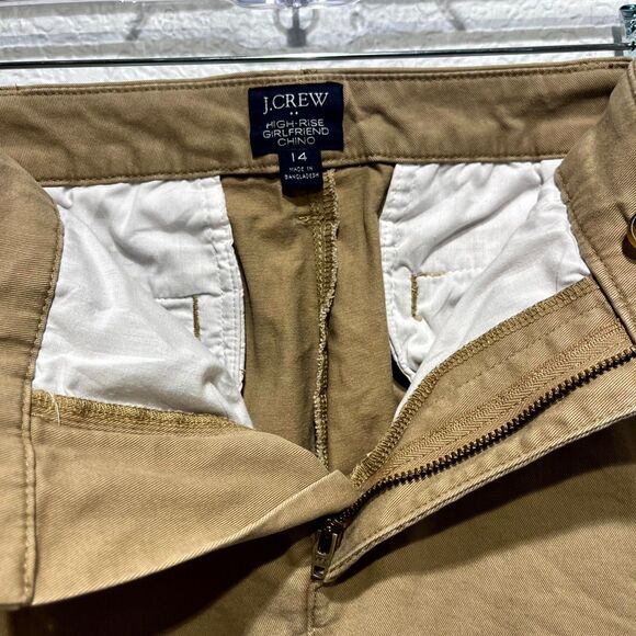 J. Crew Girlfriend Chino Pants Womens 14 Brown Cotton Stretch High Rise Tapered - Picture 6 of 16